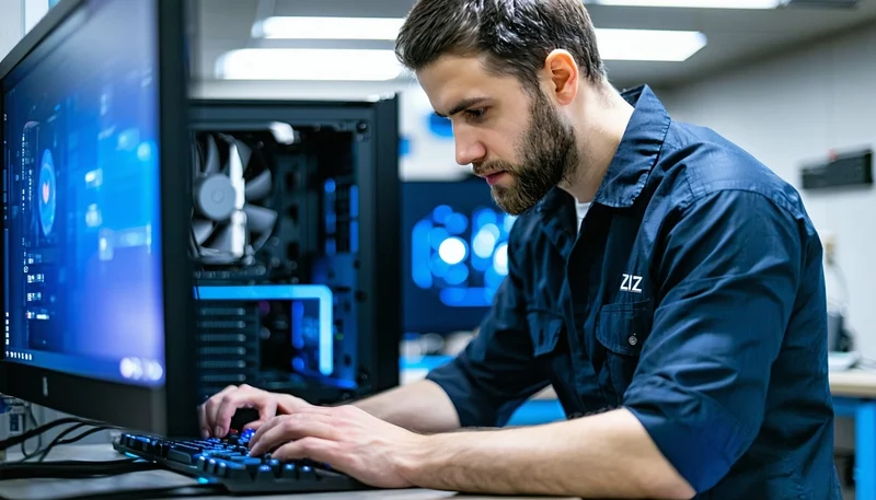 Technician repairing a computer at ZIZ Computer Repair LLC Technician repairing a computer at ZIZ Computer Repair LLC